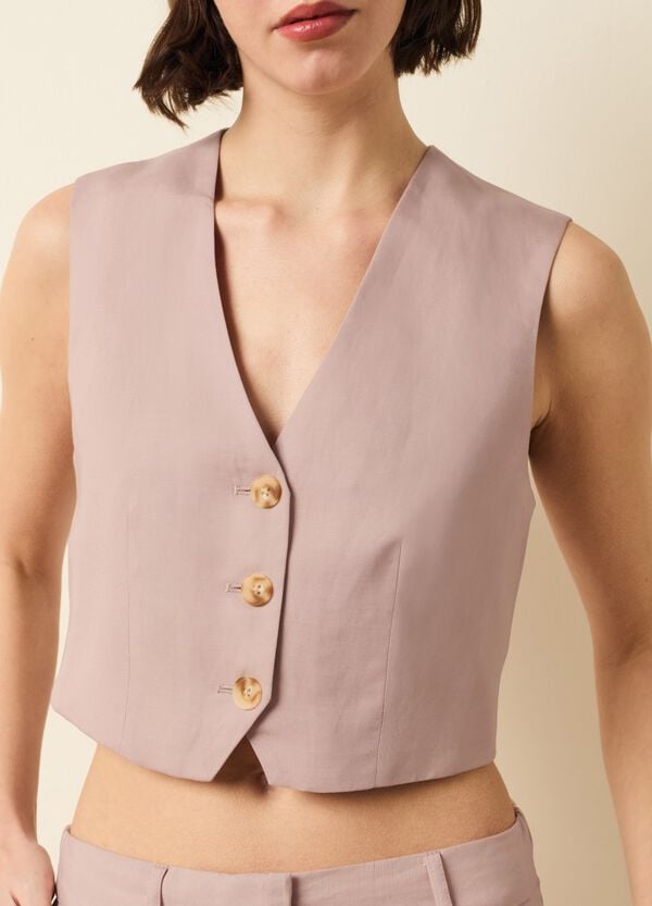 Ovs Gilet In Lyocell E Lino