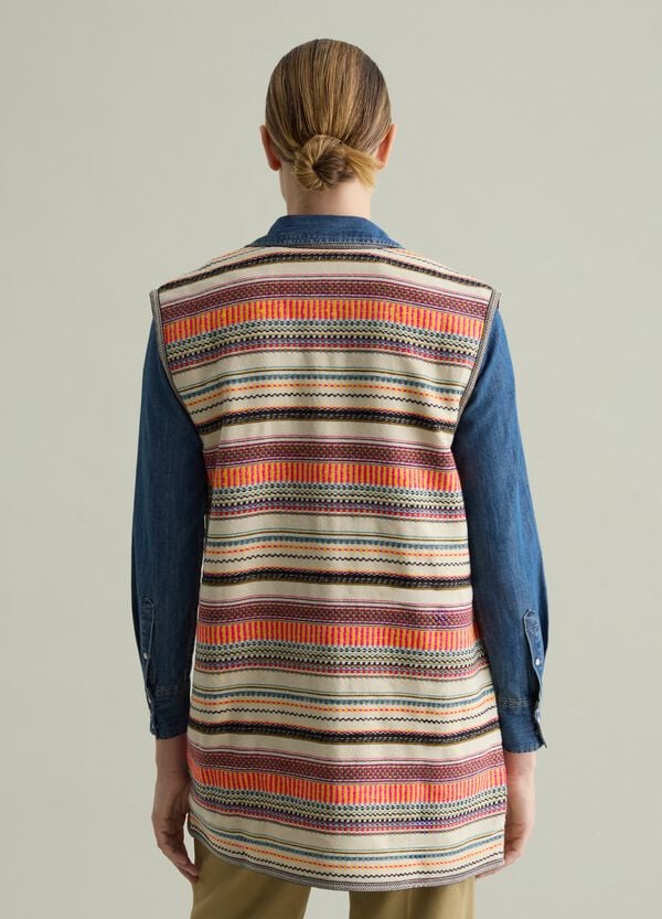 Ovs Gilet Lungo Aperto Fantasia Etnica