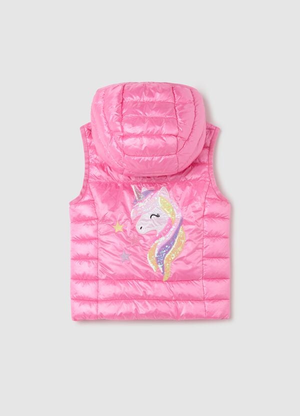 Ovs Gilet Rosa Con Cappuccio E Unicorno