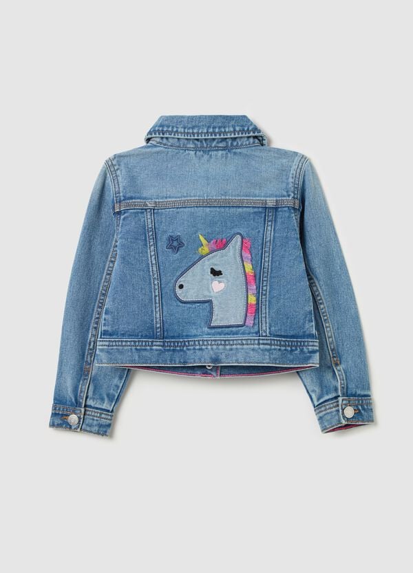 Ovs Giubbotto In Denim Con Applicazione Unicorno