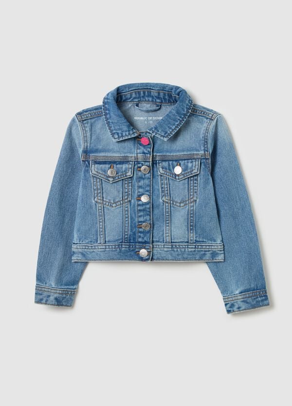 Ovs Giubbotto in denim con applicazione unicorno