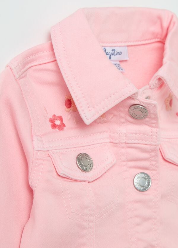 Ovs Giubbotto In Denim Con Ricamo Floreale