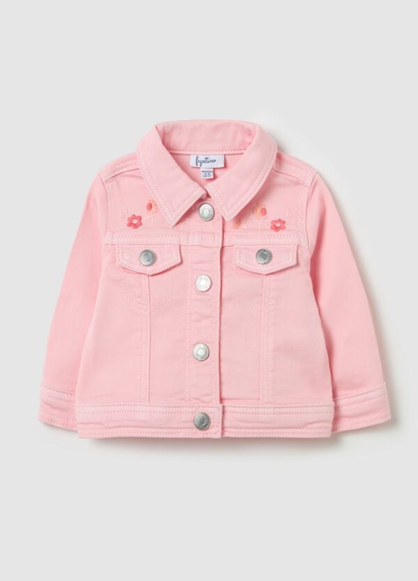 Ovs Giubbotto in denim con ricamo floreale