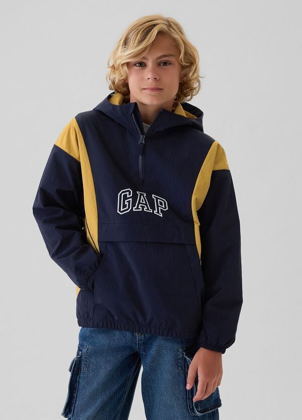 Ovs Giubbotto mezza zip con cappuccio e logo