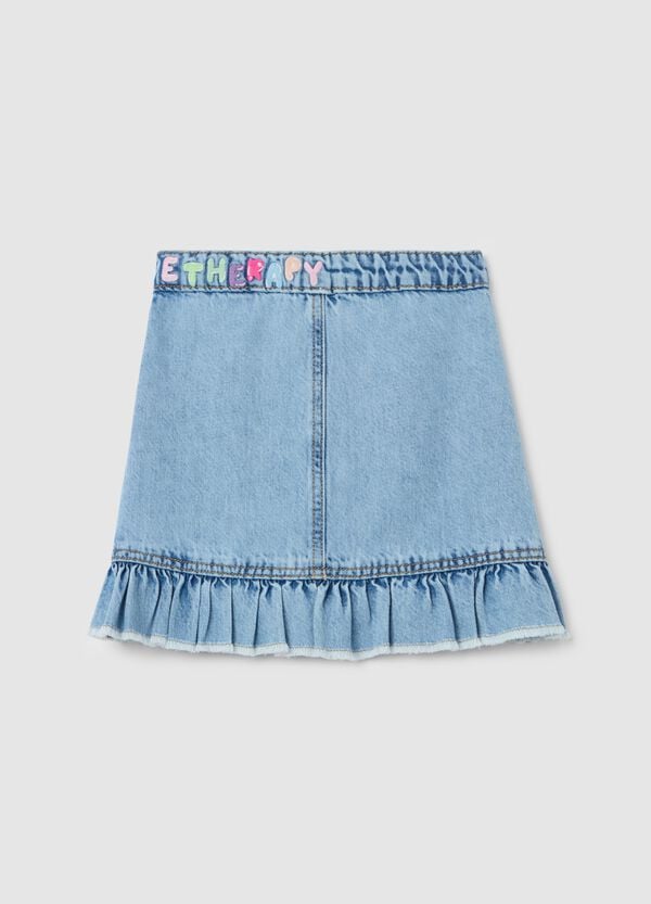 Ovs Gonna In Denim Con Rouches E Ricamo Cuore