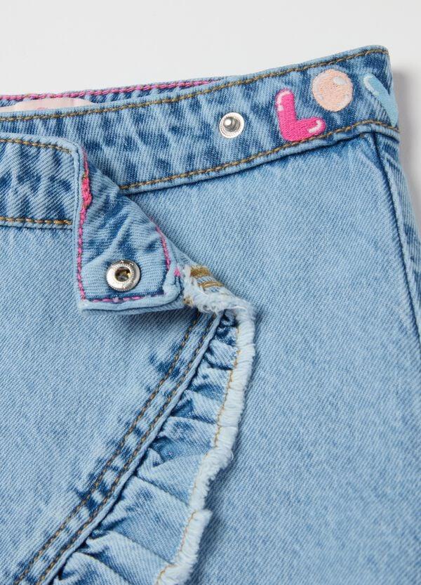 Ovs Gonna In Denim Con Rouches E Ricamo Cuore