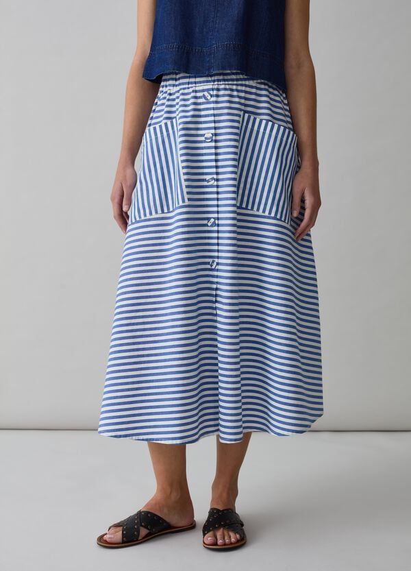 Ovs Gonna Midi A Ruota Con Stampa A Righe