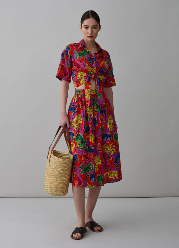 Ovs Gonna midi a ruota con stampa tigri