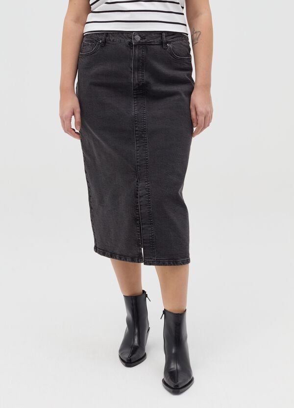 Ovs Gonna Midi A Tubo In Denim Curvy