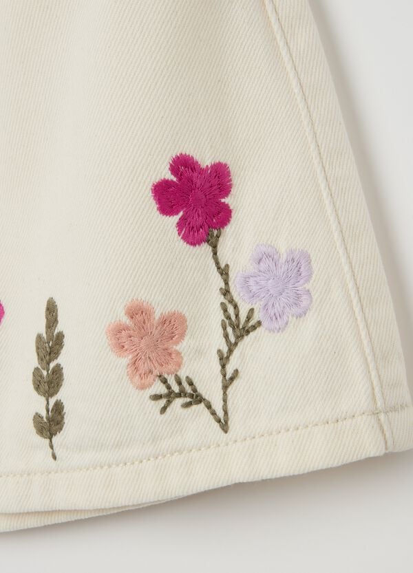 Ovs Gonna Paper Bag In Drill Con Ricamo Fiori
