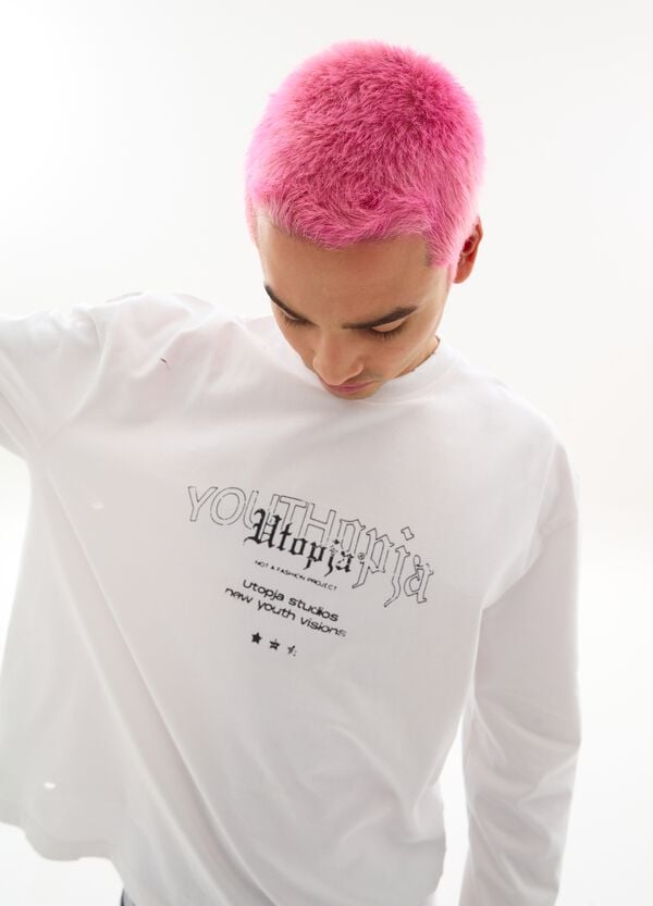 Ovs Graphic Long Sleeve T-Shirt White