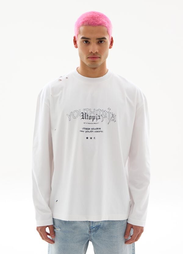 Ovs Graphic Long Sleeve T-Shirt White