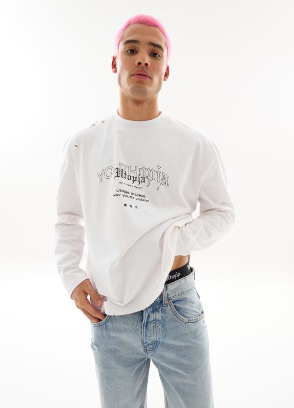 Ovs Graphic Long Sleeve T-Shirt White