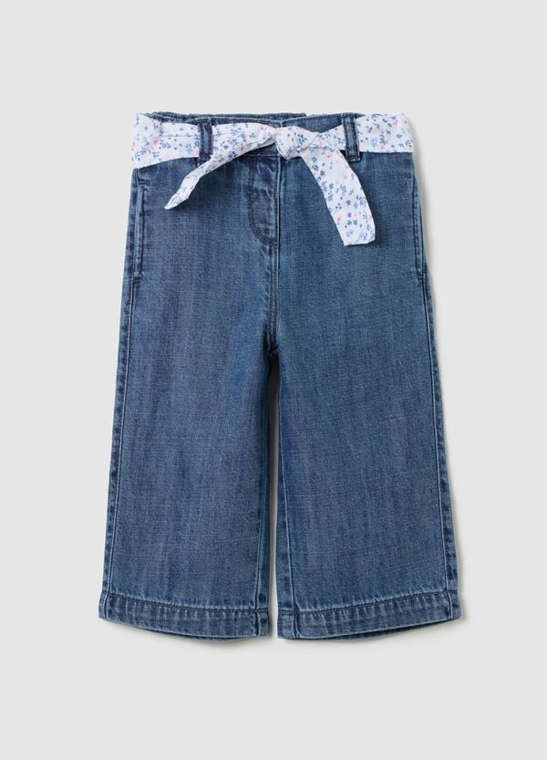 Ovs Jeans a gamba larga con cintura floreale