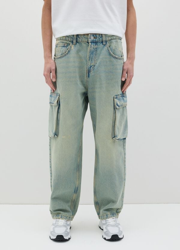 Ovs Jeans Cargo Acid Wash Con Scoloriture