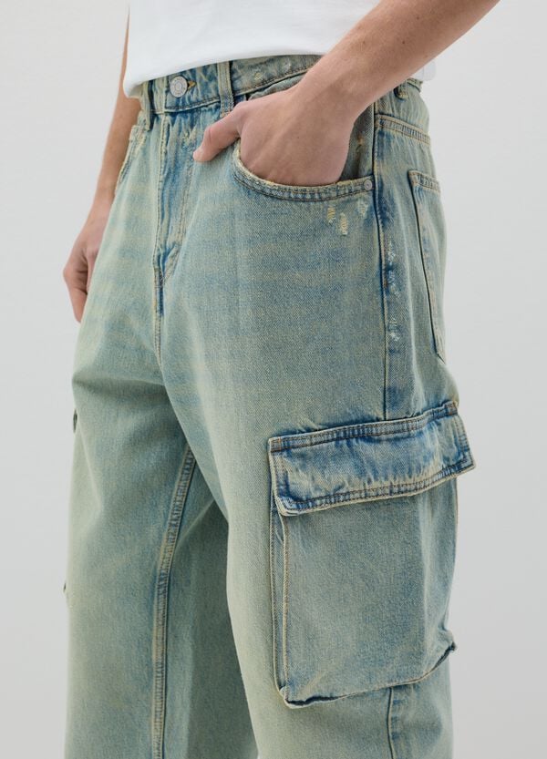 Ovs Jeans Cargo Acid Wash Con Scoloriture