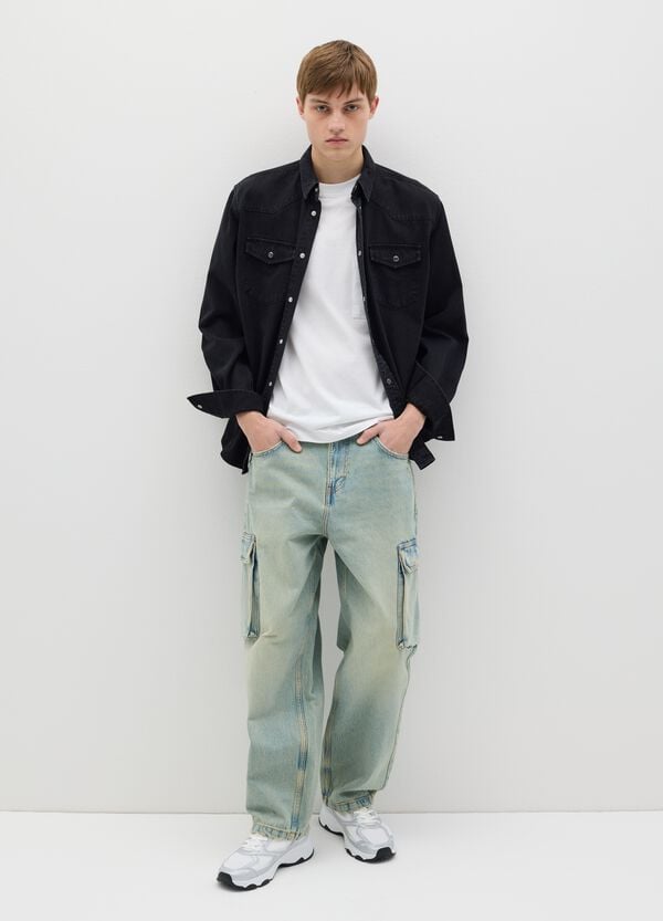 Ovs Jeans cargo acid wash con scoloriture