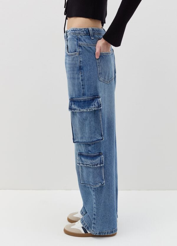 Ovs Jeans Cargo Acid Wash Multi Tasche