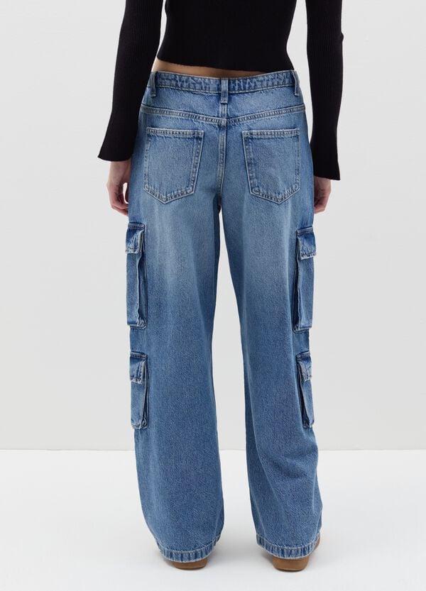 Ovs Jeans Cargo Acid Wash Multi Tasche