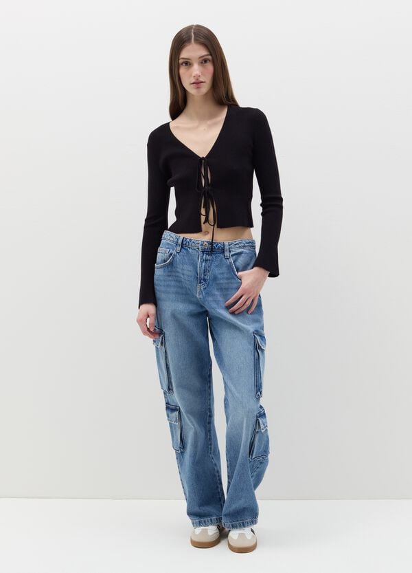 Ovs Jeans cargo acid wash multi tasche