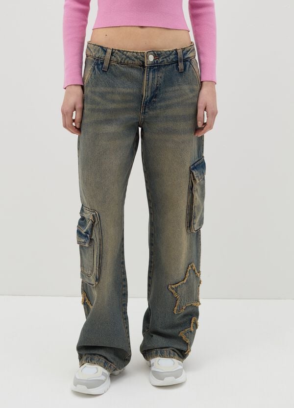 Ovs Jeans Cargo Con Applicazione Stelle