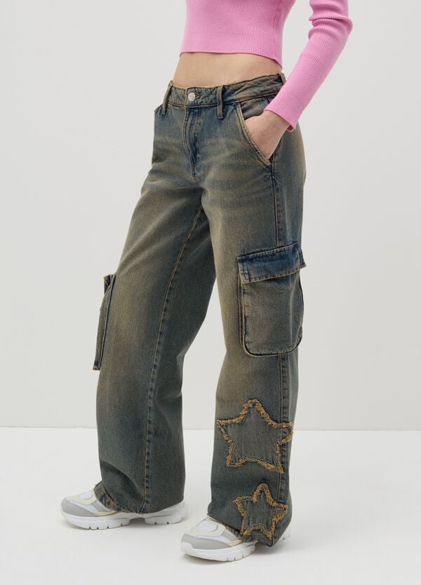 Ovs Jeans Cargo Con Applicazione Stelle