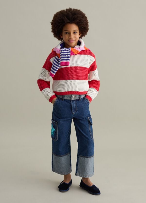 Ovs Jeans cargo con fiore di paillettes