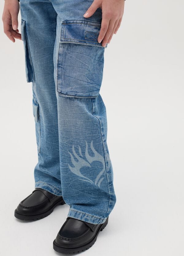 Ovs Jeans Cargo Con Stampa Cuore