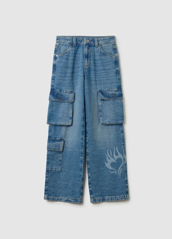 Ovs Jeans Cargo Con Stampa Cuore