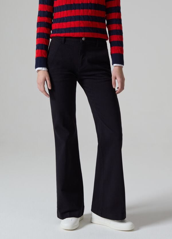 Ovs Jeans Chino Flare Fit In Cotone Stretch