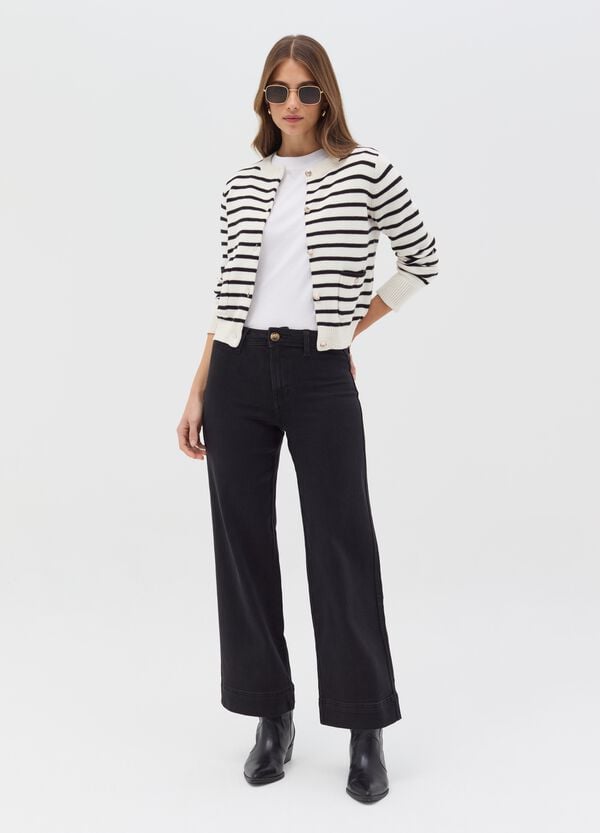 Ovs Jeans culotte flare fit a vita alta