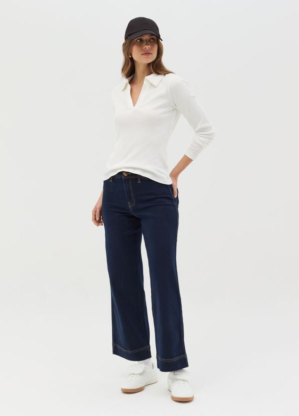 Ovs Jeans culotte flare fit a vita alta