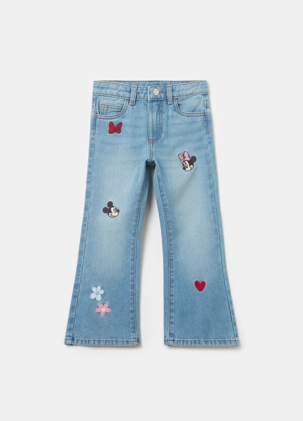 Ovs Jeans flare fit ricamo Minnie e Topolino