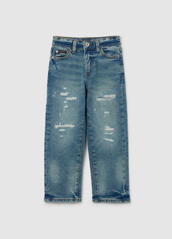 Ovs Jeans Regular Fit Cinque Tasche Con Abrasioni