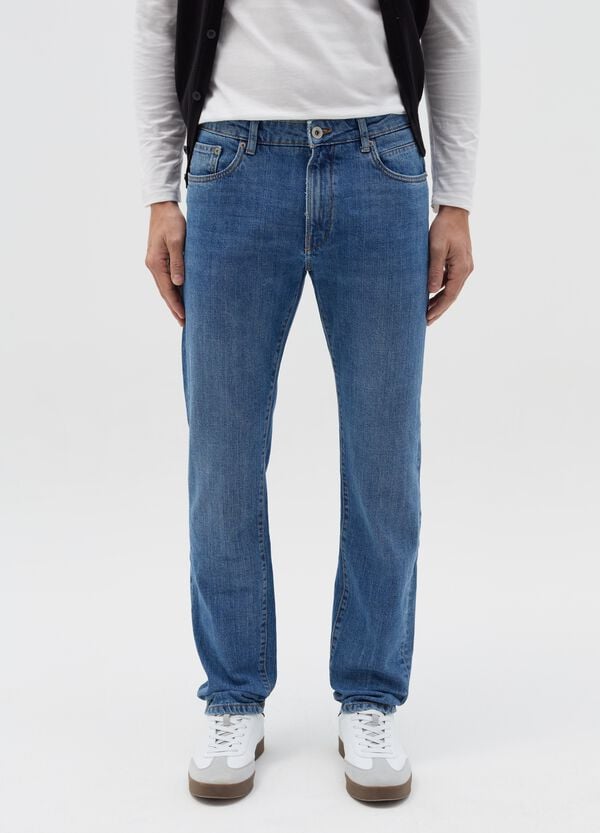 Ovs Jeans Slim Fit In Cotone Cross Hatch