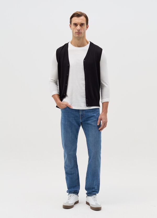 Ovs Jeans slim fit in cotone cross hatch