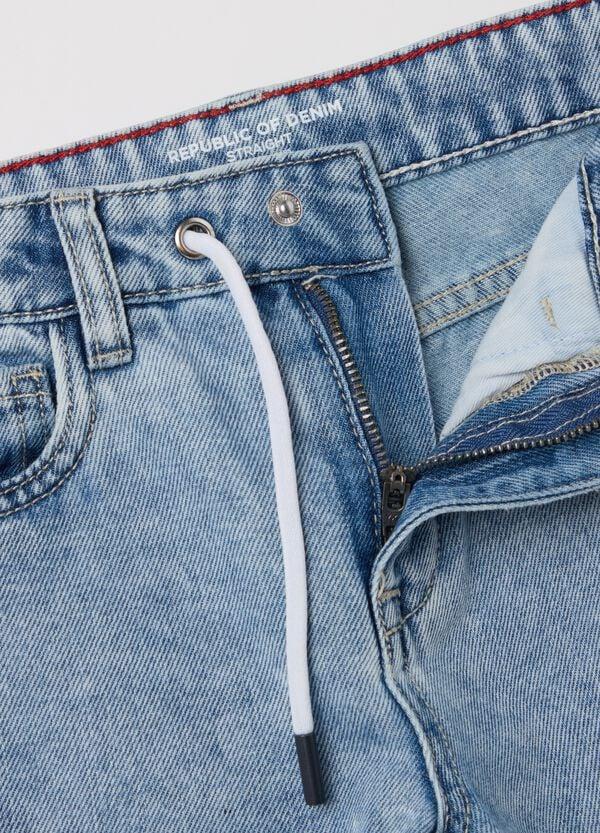 Ovs Jeans Straight Fit Acid Wash Con Coulisse