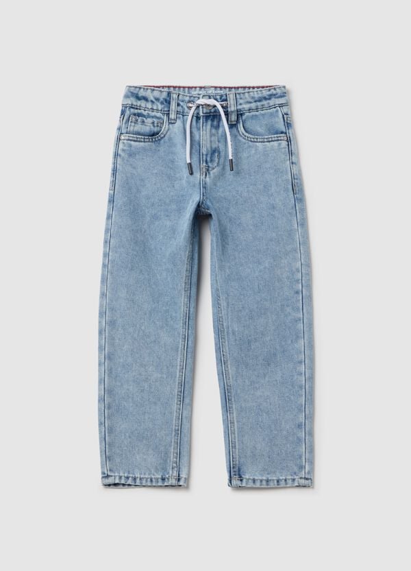 Ovs Jeans straight fit acid wash con coulisse