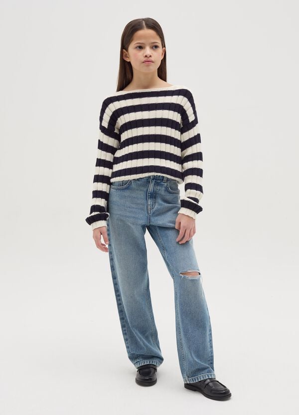 Ovs Jeans straight fit cinque tasche con abrasione