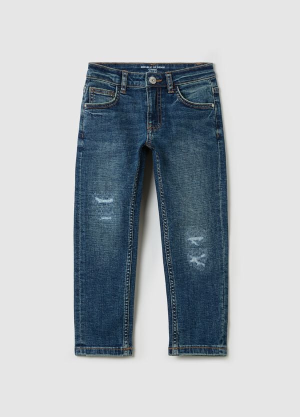 Ovs Jeans straight fit con abrasioni e stampa
