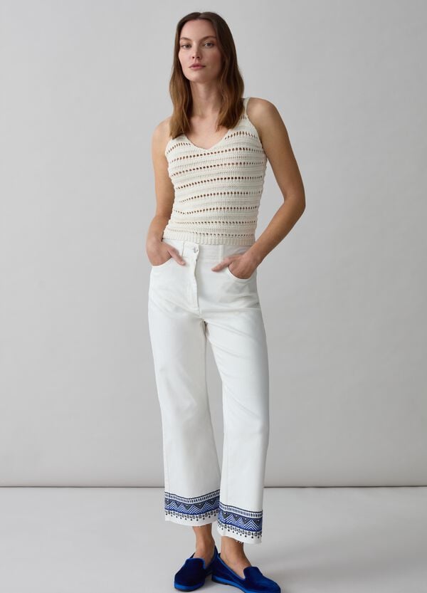 Ovs Jeans wide leg con ricami etnici