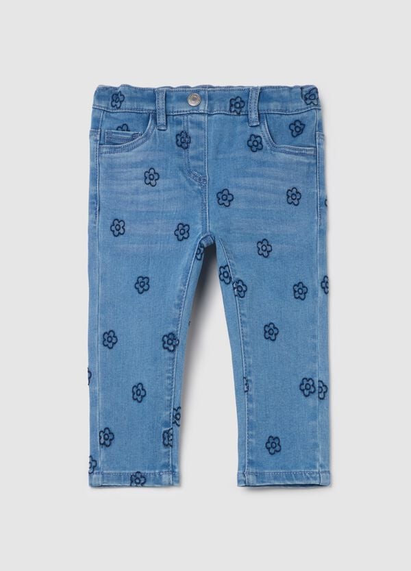 Ovs Jeggings cinque tasche con ricamo fiorellini