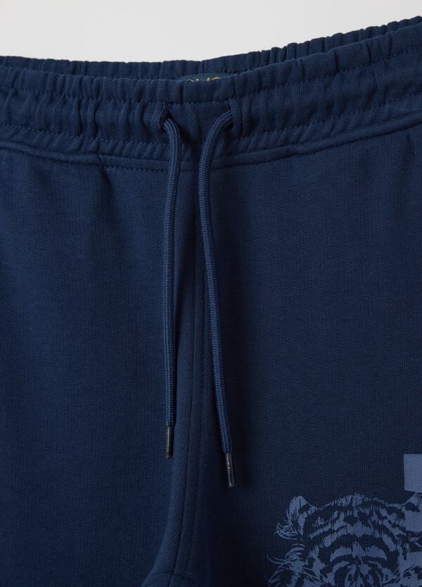 Ovs Joggers Blu In Cotone Con Coulisse E Stampa