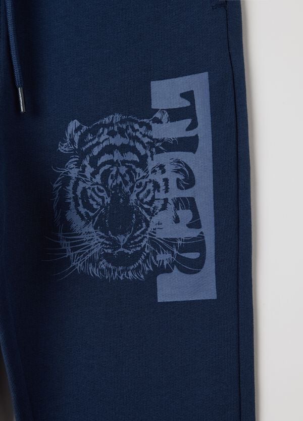 Ovs Joggers Blu In Cotone Con Coulisse E Stampa