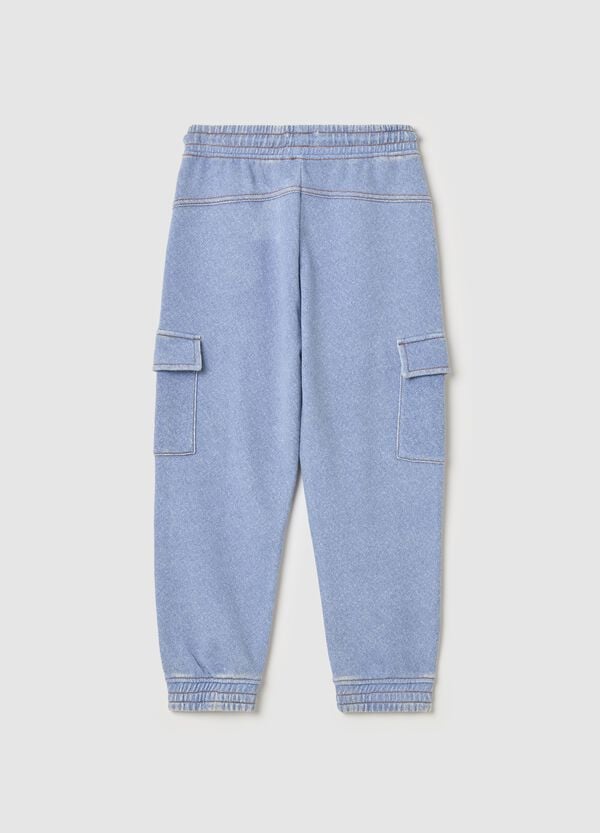 Ovs Joggers Cargo Effetto Denim Con Coulisse