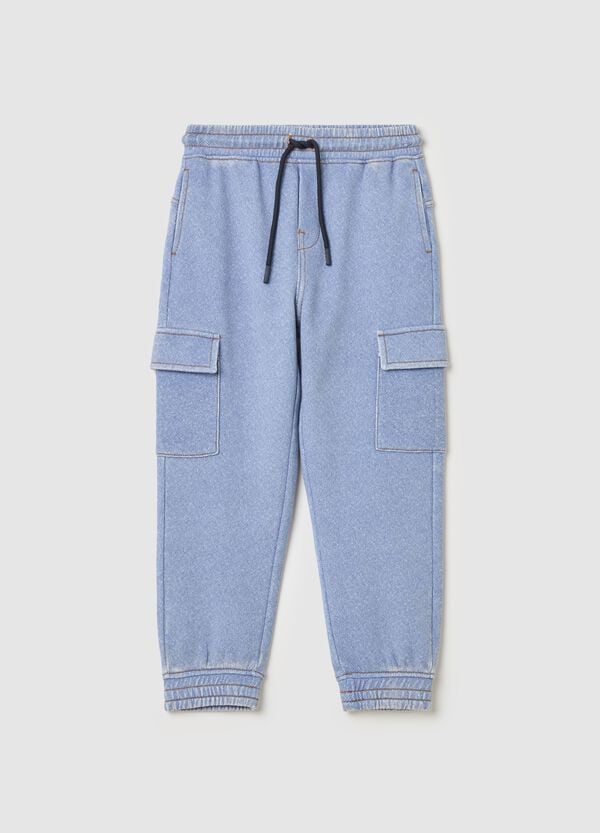 Ovs Joggers cargo effetto denim con coulisse