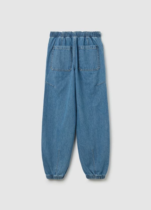 Ovs Joggers Cargo In Denim Con Coulisse