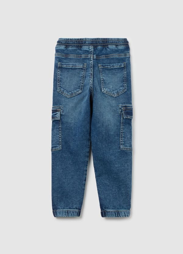 Ovs Joggers Cargo In Denim Con Coulisse