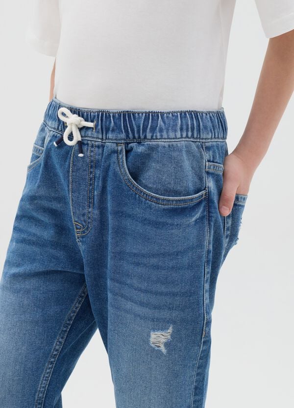 Ovs Joggers Carrot Fit In Denim Con Coulisse