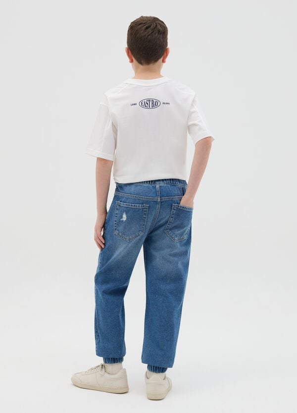 Ovs Joggers Carrot Fit In Denim Con Coulisse